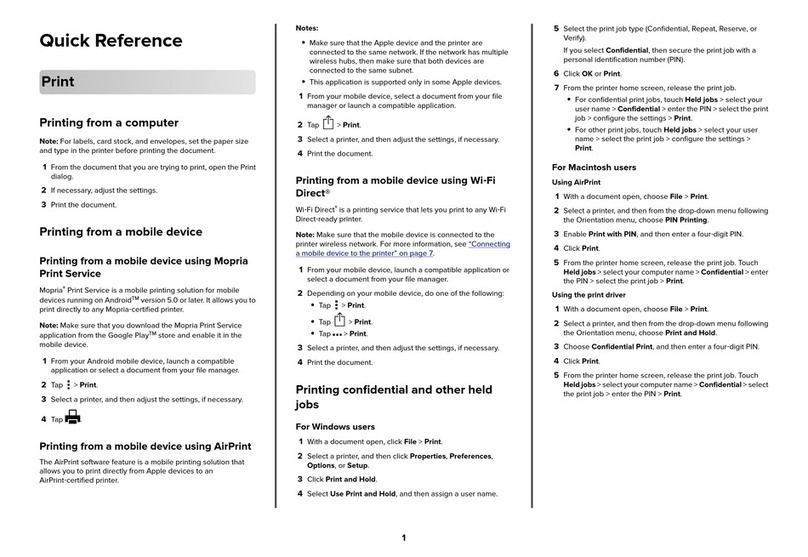 Lexmark CS531dw Manuel utilisateur Lexmark CS531dw Manuel utilisateur