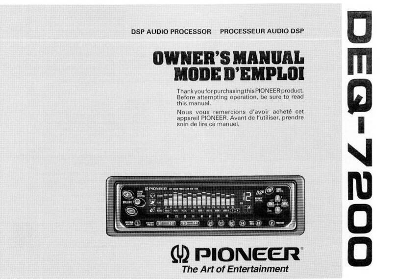 Pioneer DEQ-7200 Manuel utilisateur