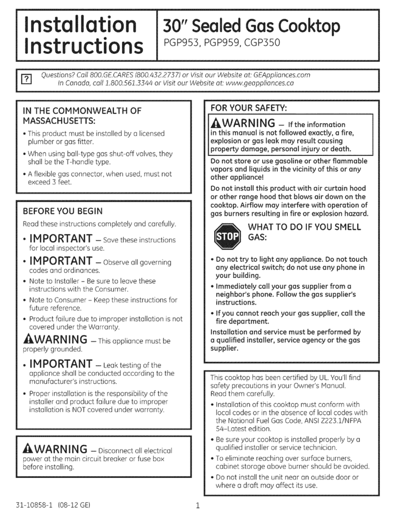 GE PGP953 Manuel utilisateur