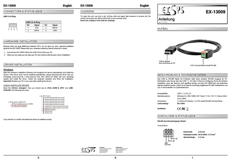 Exsys EX-13101 Manuel utilisateur Exsys EX-13101 Manuel utilisateur