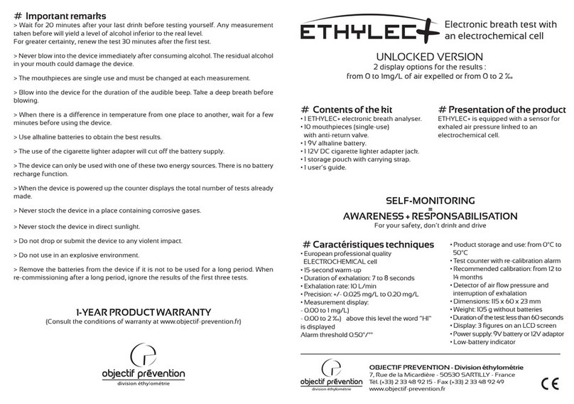 Objectif Prévention Ethylec Plus Manuel utilisateur