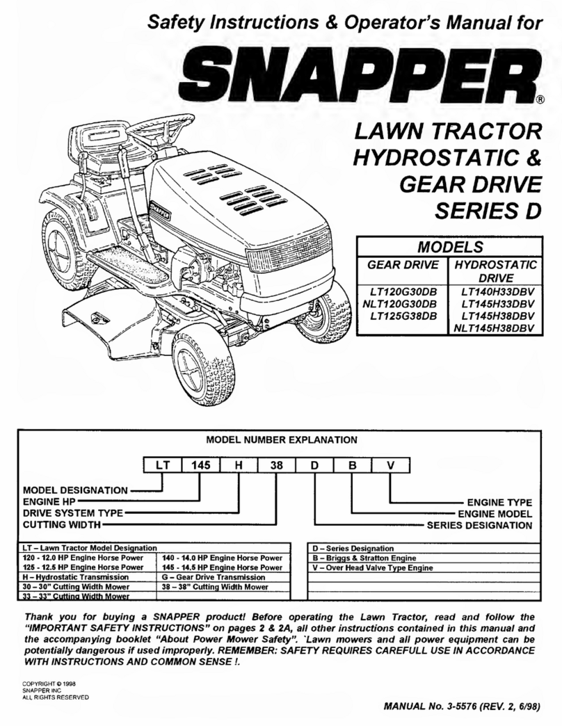 Snapper LT120G30DB Manuel d'exploitation et d'entretien