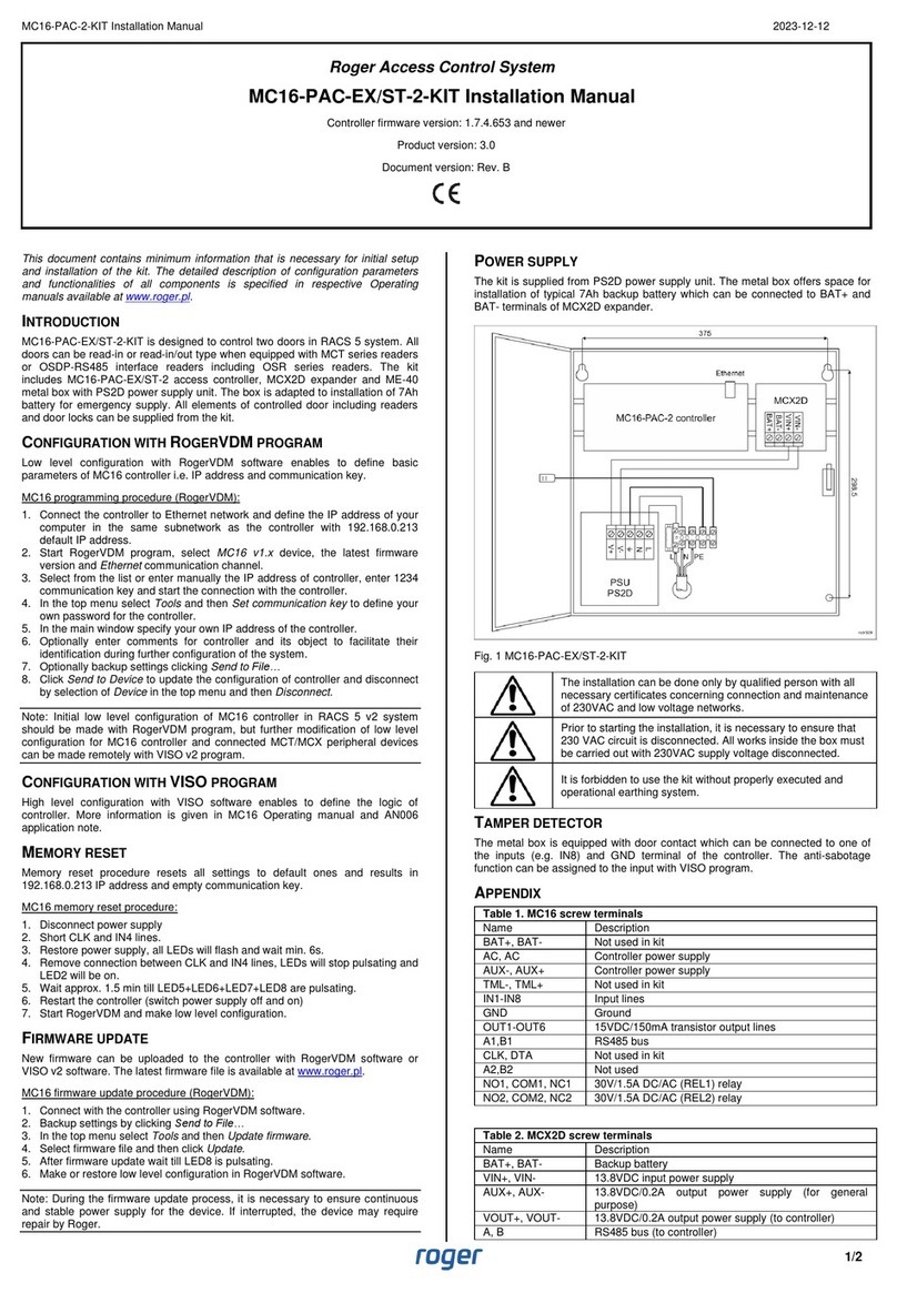 Roger MC16-PAC-EX/ST-2-KIT Manuel utilisateur
