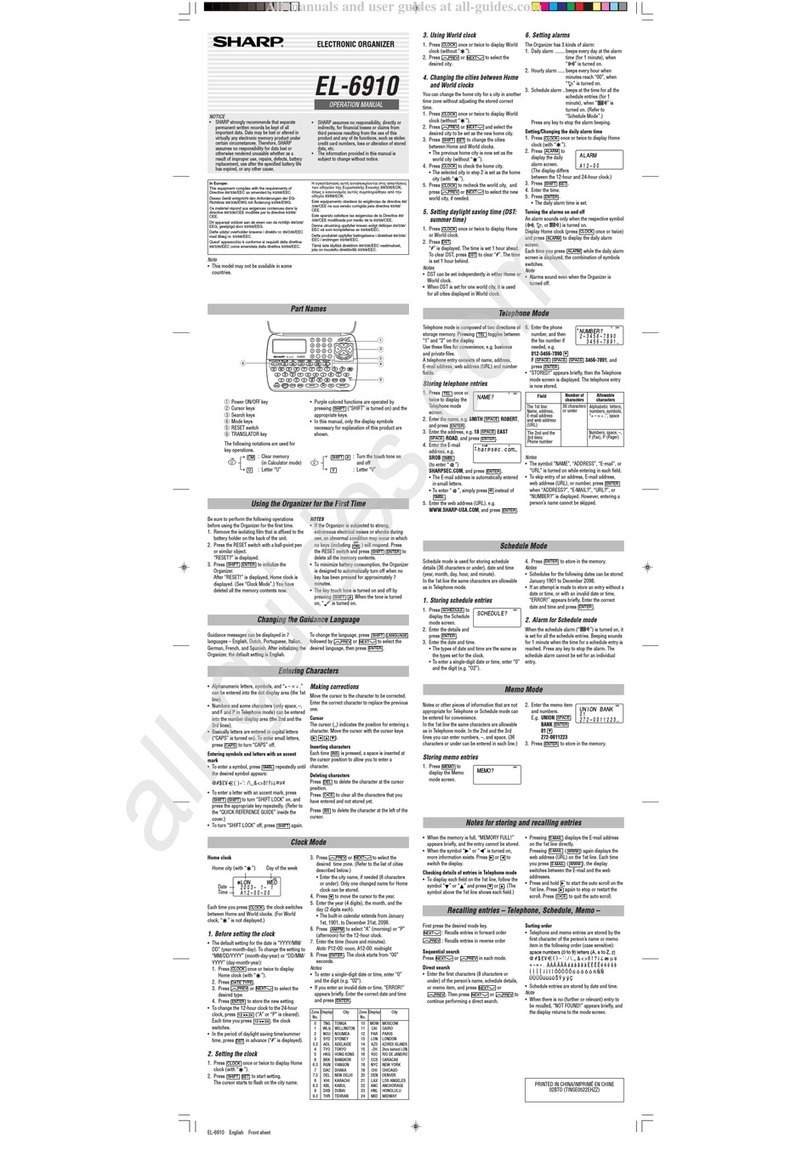 Sharp EL-6910 Manuel utilisateur