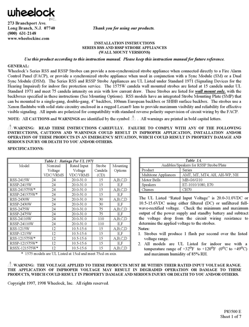Wheelock RSSX-121575W Manuel utilisateur