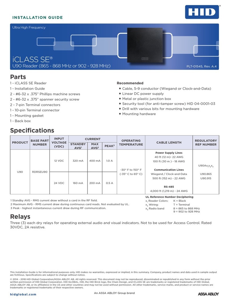 HID iCLASS SE U90 Series Manuel utilisateur