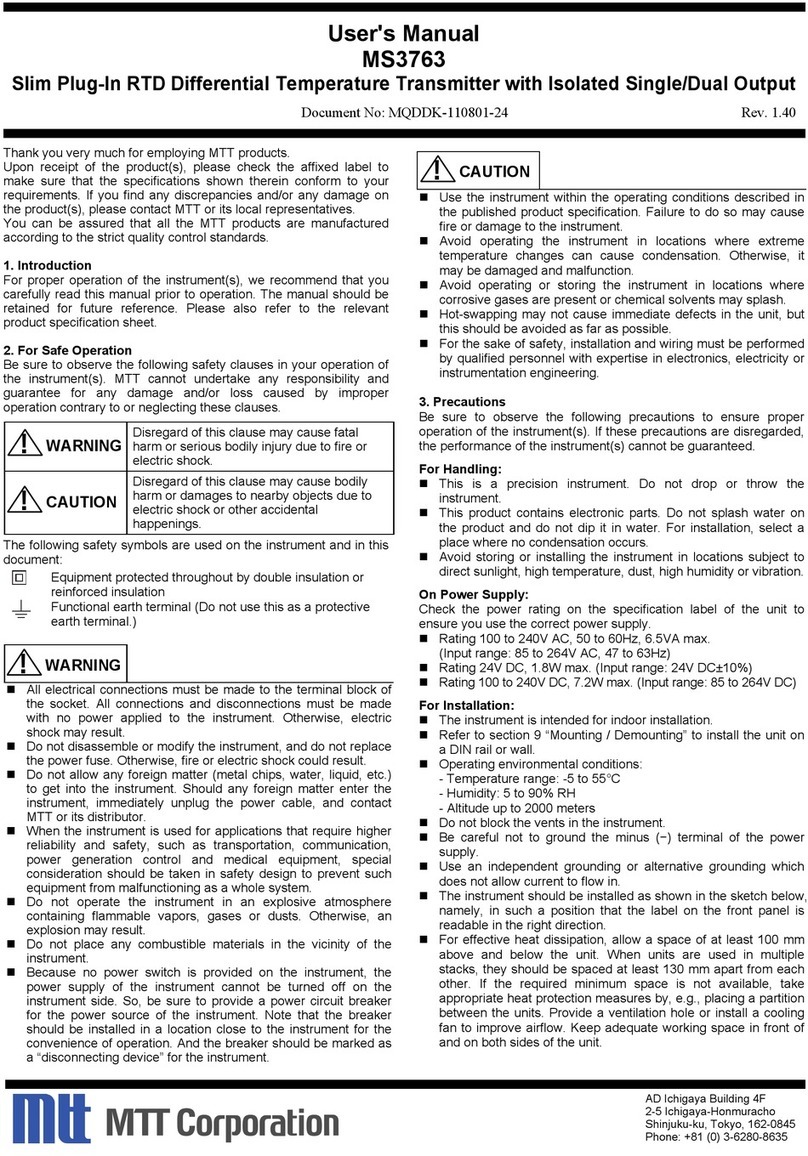 MTT MS3763 Manuel utilisateur