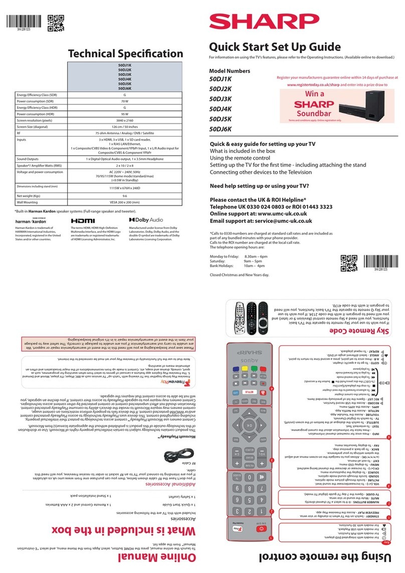 Sharp 50DJ1K Manuel utilisateur