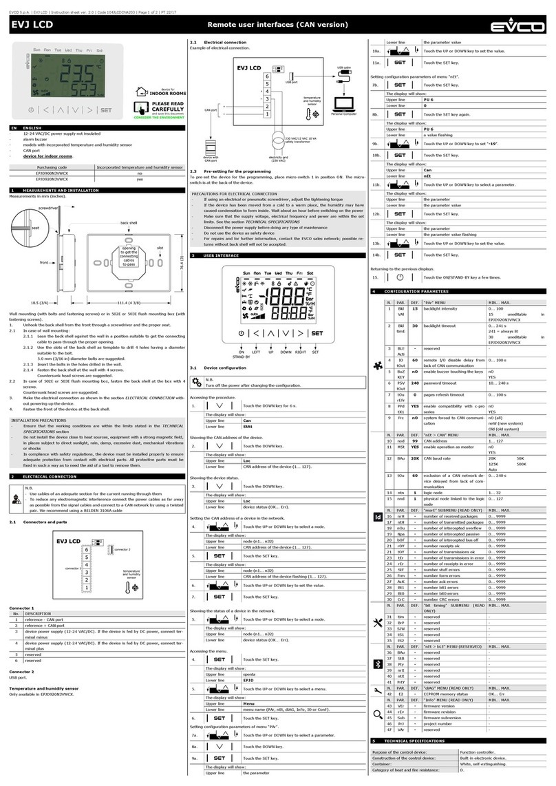Evco EVJ LCD Manuel utilisateur