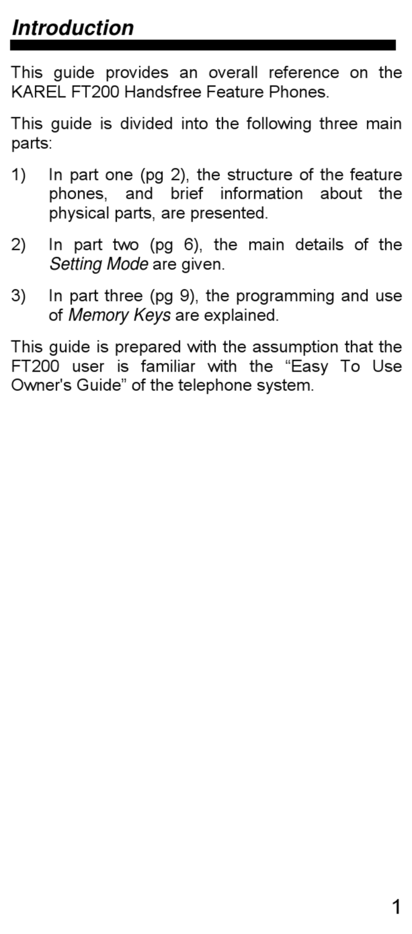 Karel FT200 Manuel utilisateur