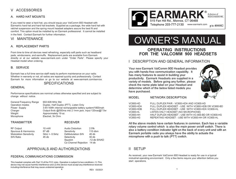 EARMARK VALCOMM 900 Manuel utilisateur