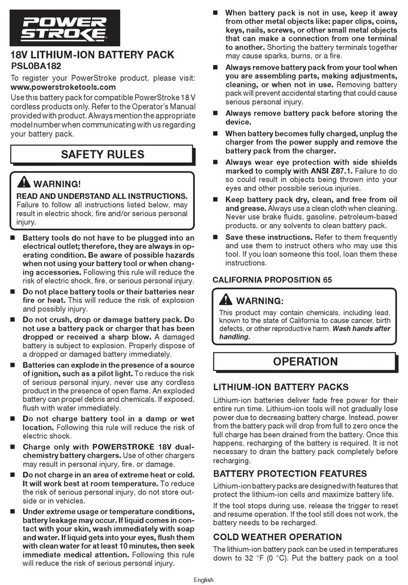 Power Stroke PSL0BA182 Manuel utilisateur
