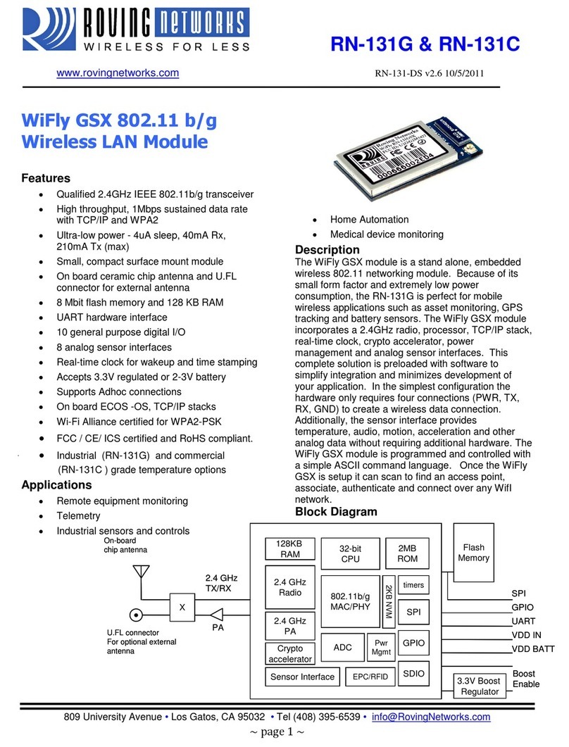 Roving Networks RN-131G Manuel utilisateur
