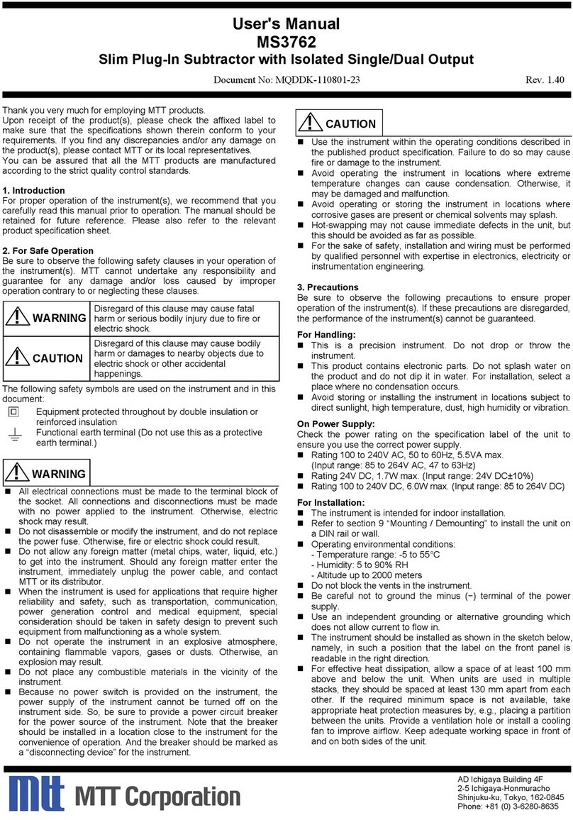 MTT MS3762 Manuel utilisateur