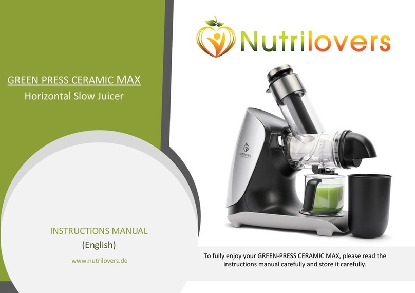 Nutrilovers GREEN PRESS CERAMIC MAX Manuel utilisateur