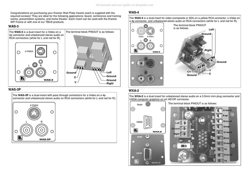 Kramer WAS-3 Manuel utilisateur Kramer WAS-3 Manuel utilisateur