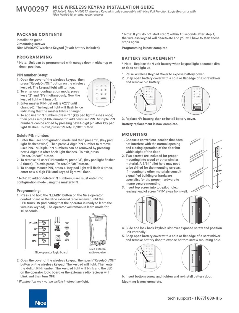 Nice MV00297 Manuel utilisateur