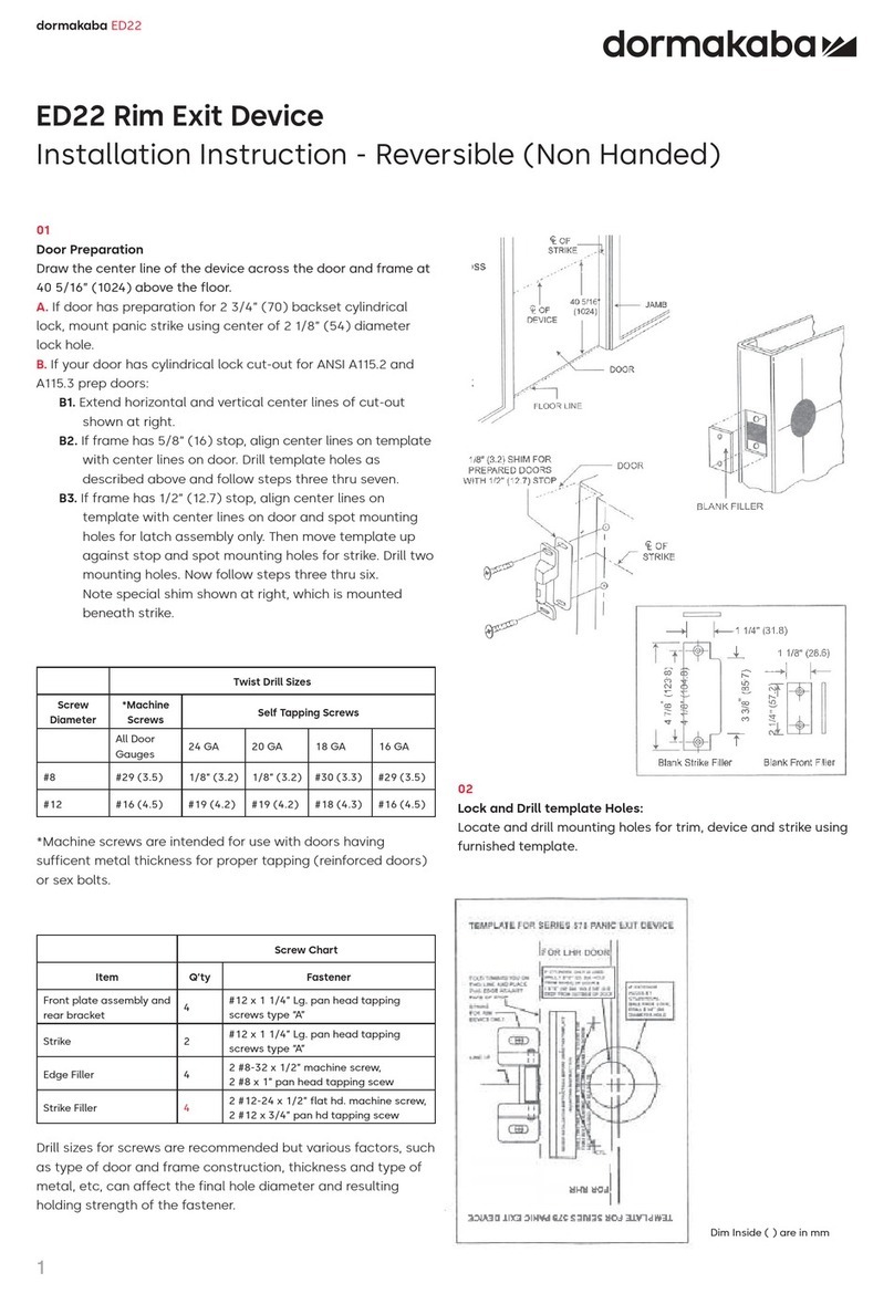 Dormakaba ED22 Manuel utilisateur Dormakaba ED22 Manuel utilisateur