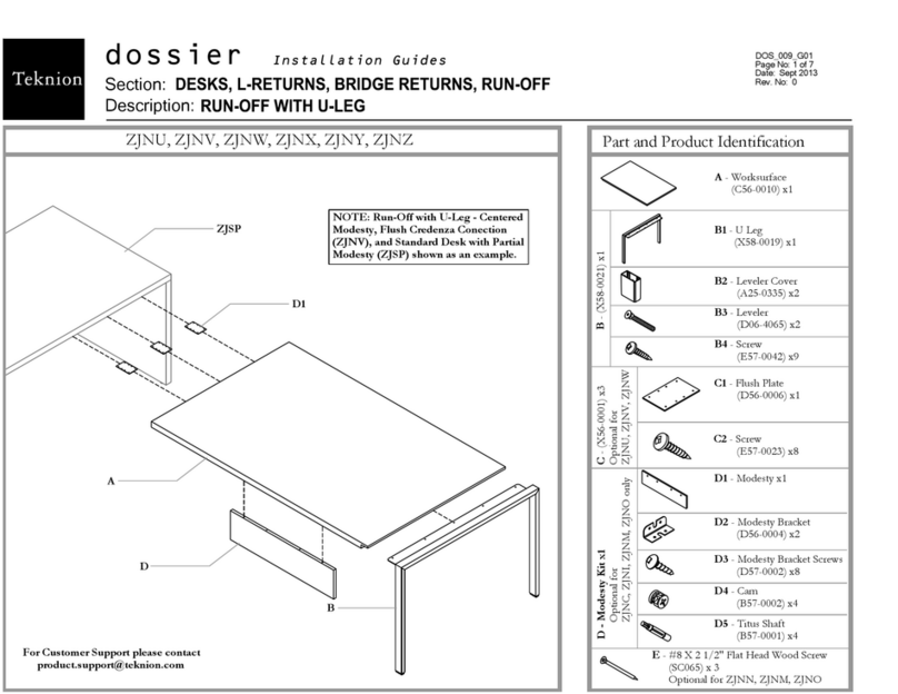 Teknion Dossier Instructions d'utilisation et d'entretien