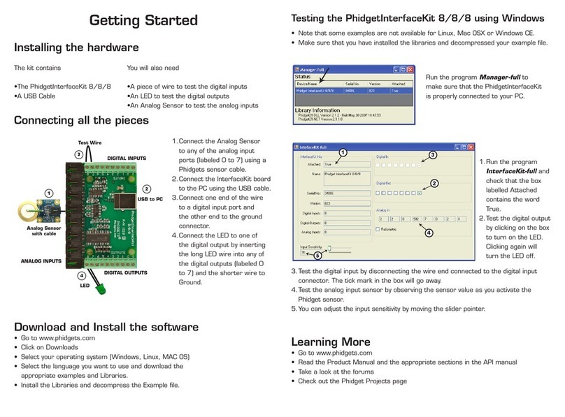Phidgets PhidgetInterfaceKit 8/8/8 Manuel utilisateur