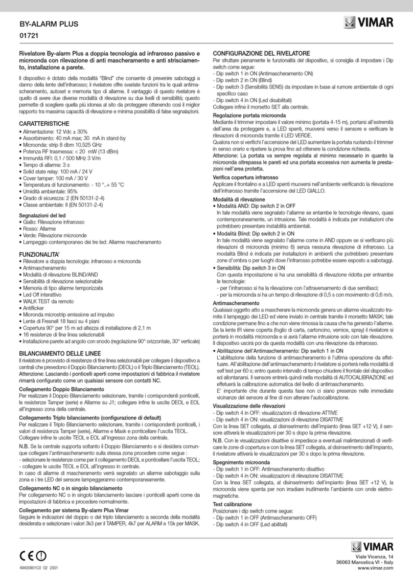 Vimar BY-ALARM PLUS Manuel utilisateur