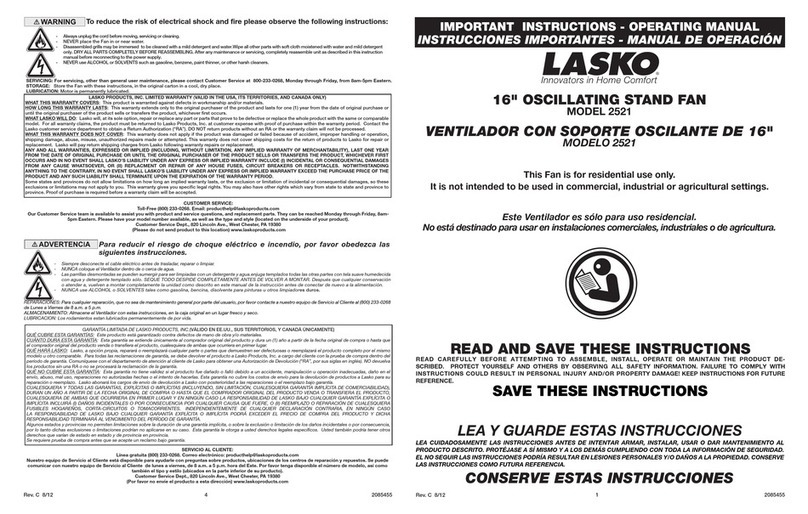 Lasko 2521 Manuel utilisateur