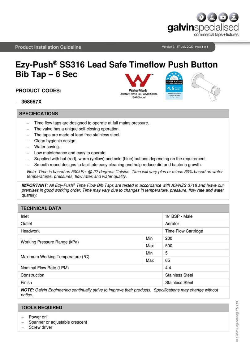 Galvin Specialised Ezy-Push SS316 Feuille d'instructions