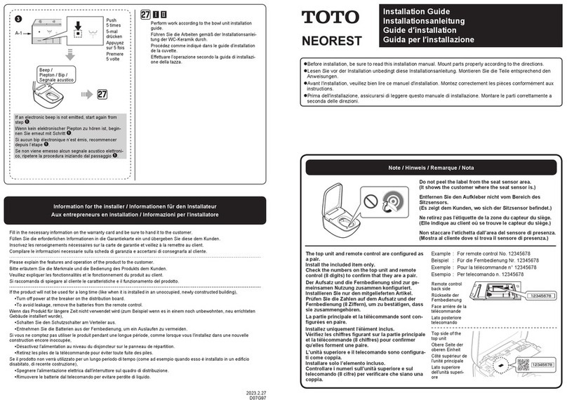 Toto NEOREST Manuel utilisateur