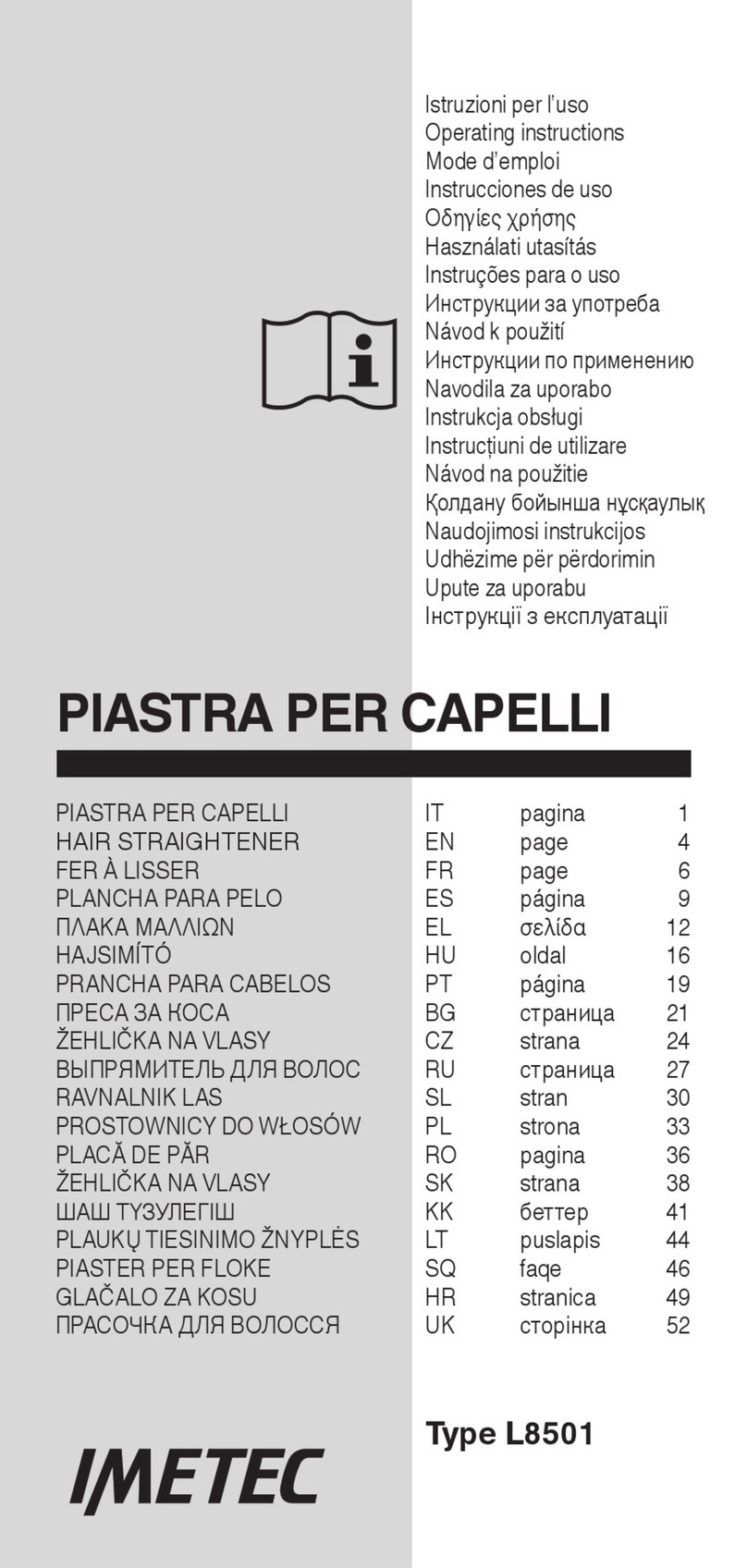 Imetec L8501 Manuel utilisateur