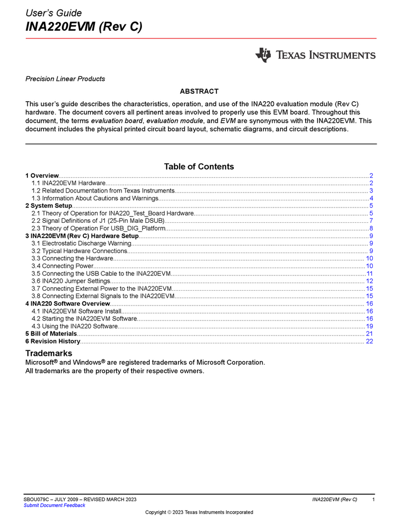 Texas Instruments INA220EVM Manuel utilisateur