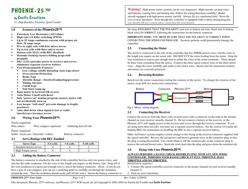 Castle Creations Phoenix -25 Manuel utilisateur