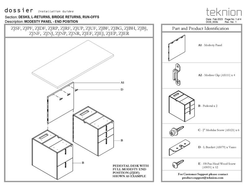 Teknion Dossier ZJSF Instructions d'utilisation et d'entretien