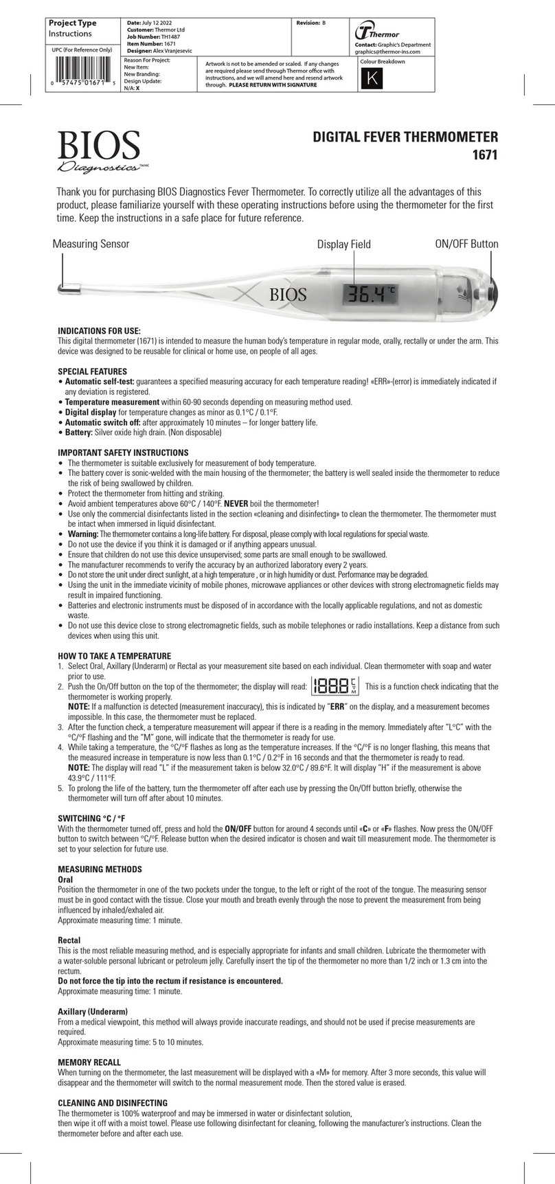 Thermor BIOS Diagnostics 1671 Manuel utilisateur