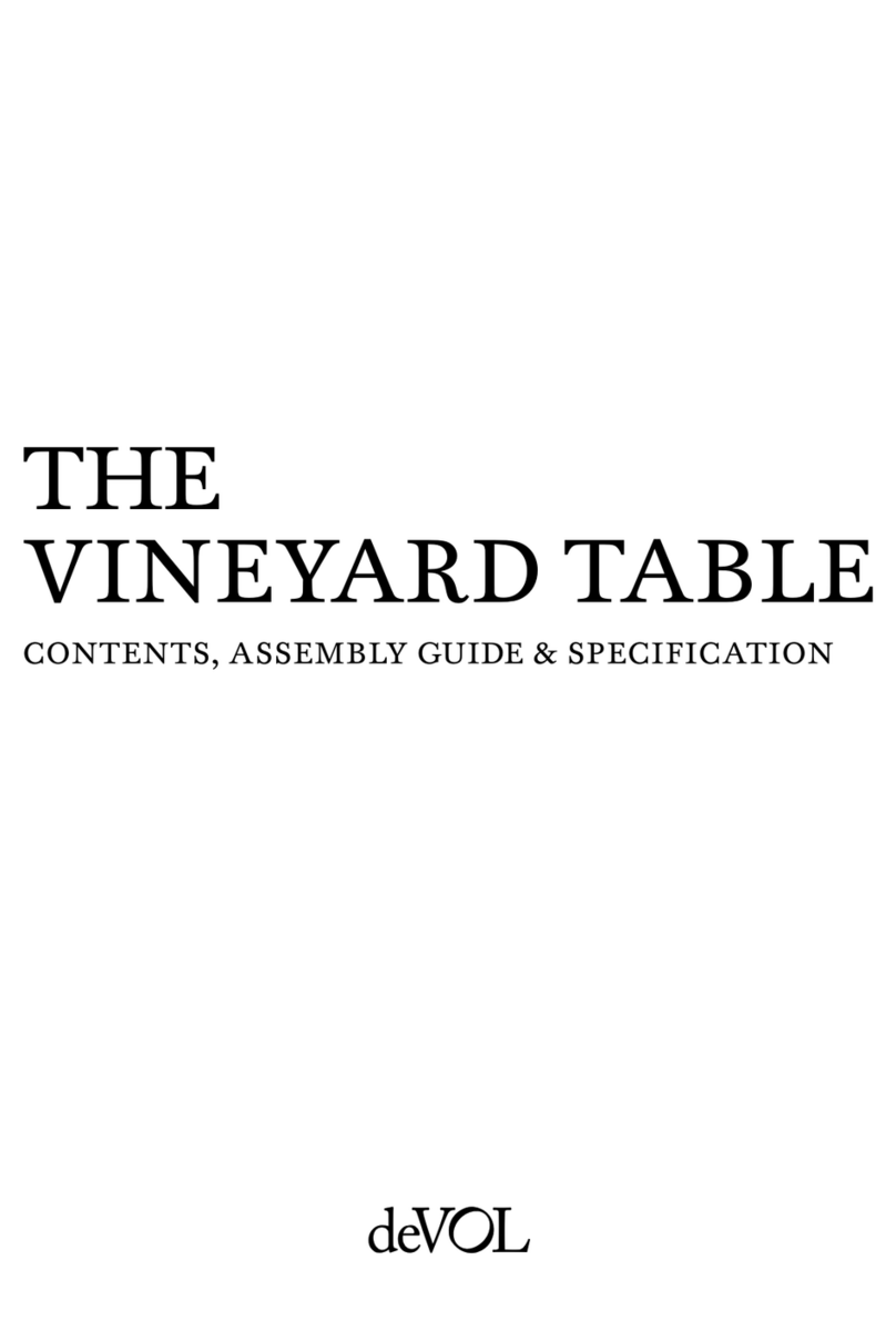 deVOL THE VINEYARD TABLE Manuel utilisateur