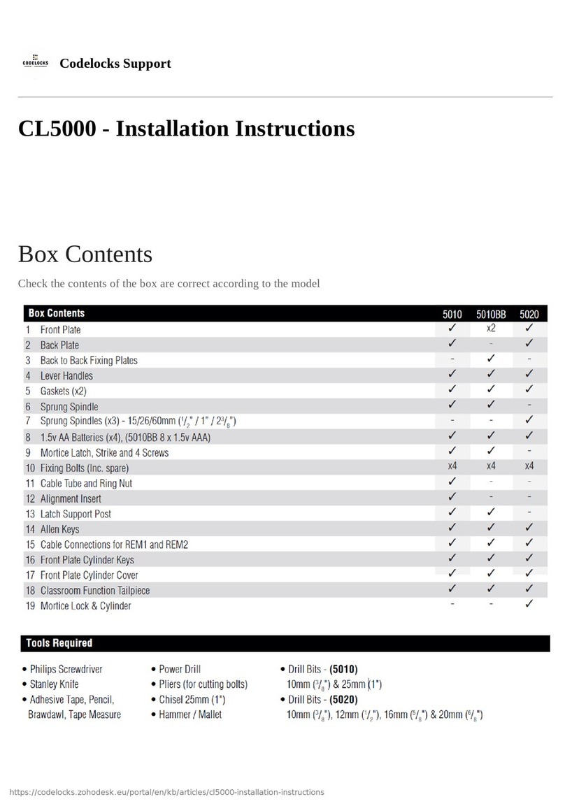 CODELOCKS CL5010BB Manuel utilisateur