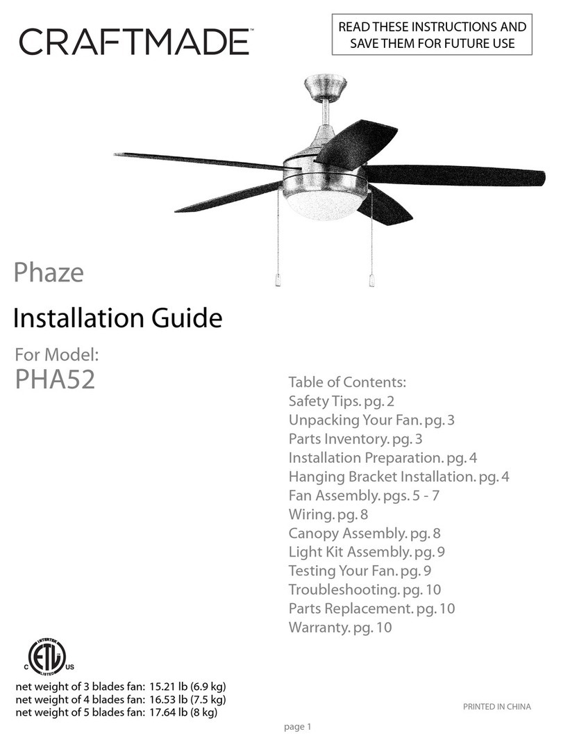 Craftmade Phaze PHA52BNK5 Manuel utilisateur
