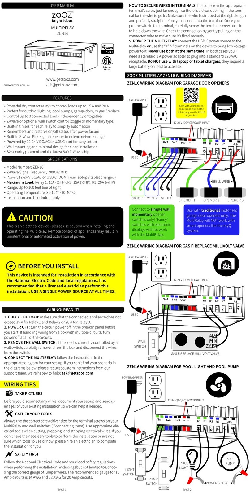 ZooZ ZEN16 Manuel utilisateur