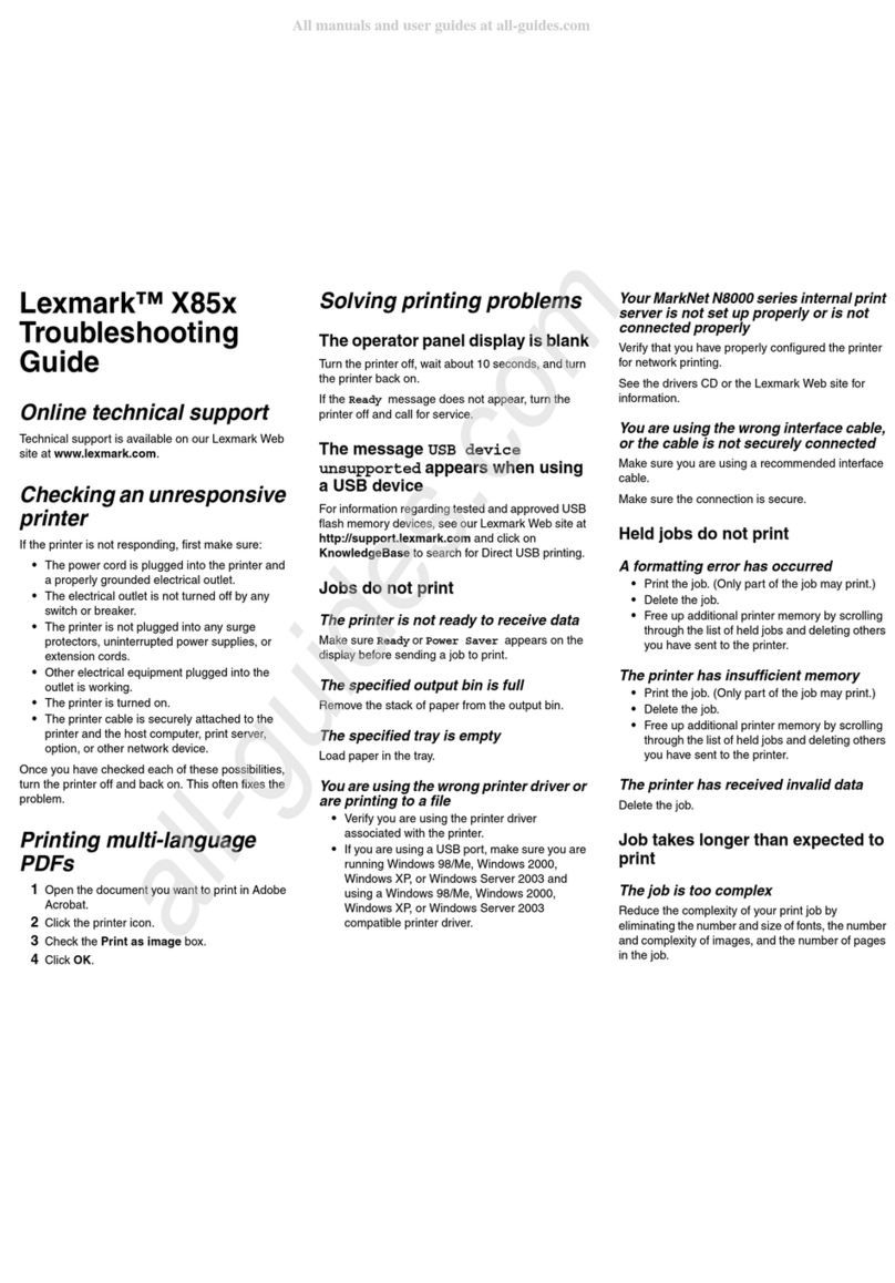 Lexmark X85 Manuel utilisateur