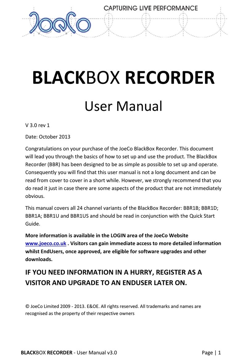 JoeCo BlackBox BBR1US Manuel utilisateur JoeCo BlackBox BBR1US Manuel utilisateur