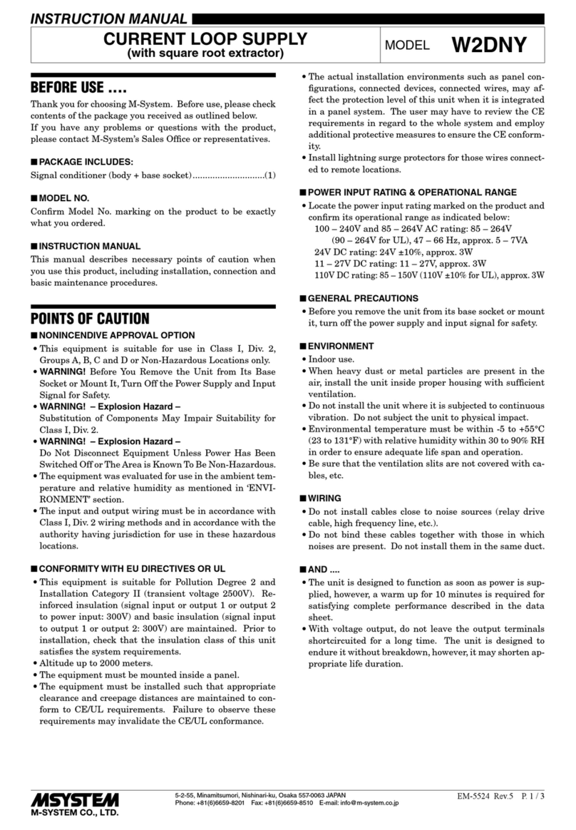 M-system W2DNY Manuel utilisateur