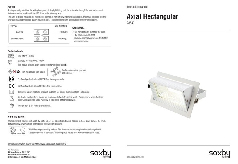 Saxby Lighting Axial Rectangular Manuel utilisateur Saxby Lighting Axial Rectangular Manuel utilisateur